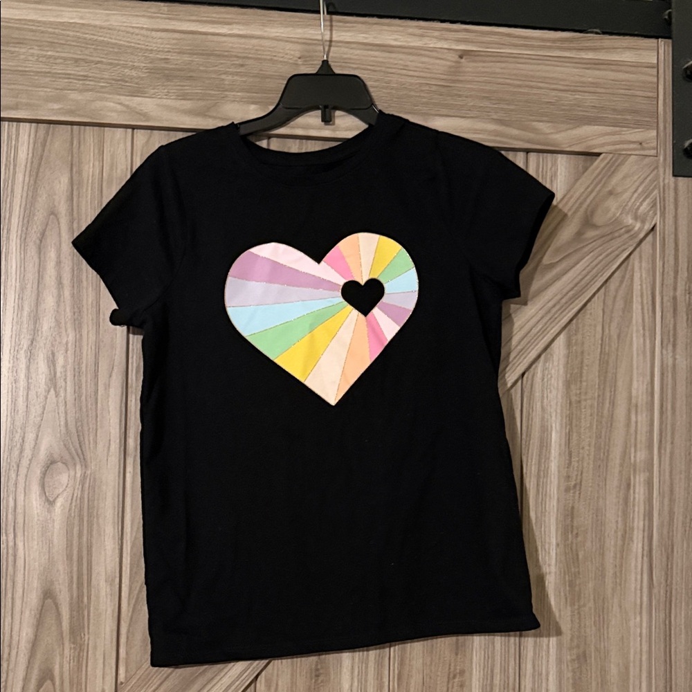 Cat & Jack Black Tee with Multicolor Heart